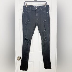 Hollister Men's Black Distressed Skinny Jeans W34 L32